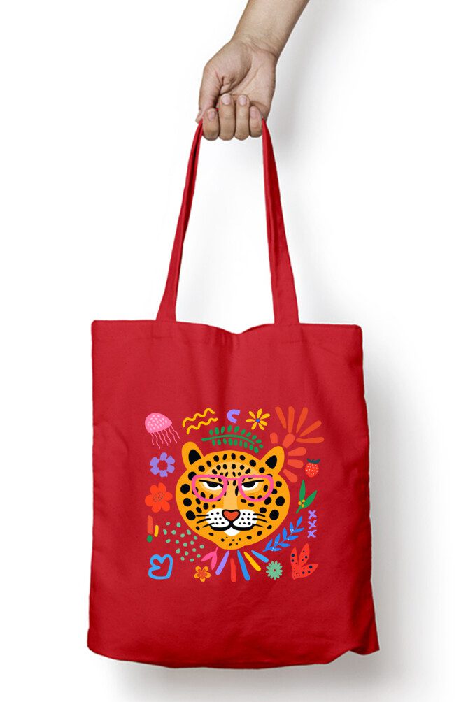 Leopard with glasses flowers themed Tote Bag - Fashion Greet