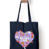 Tote Bag with Zipper – Retro Time with Hearty Design - Fashion Greet
