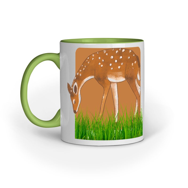 Cute Deer on Grass Ground – Ceramic mug - Fashion Greet
