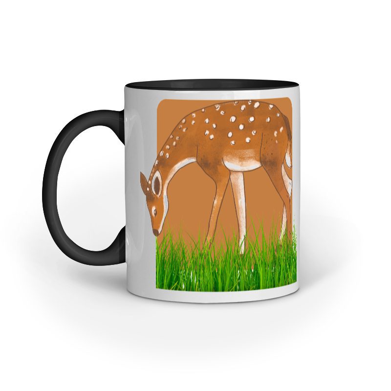 Cute Deer on Grass Ground – Ceramic mug - Fashion Greet