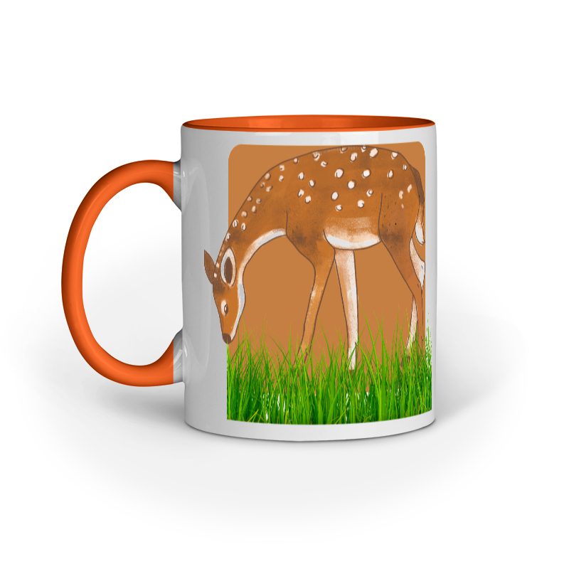 Cute Deer on Grass Ground – Ceramic mug - Fashion Greet