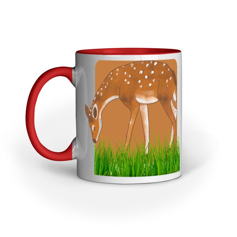Cute Deer on Grass Ground – Ceramic mug - Fashion Greet