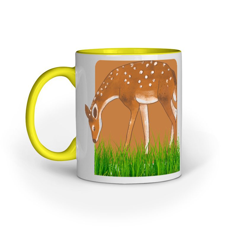 Cute Deer on Grass Ground – Ceramic mug - Fashion Greet