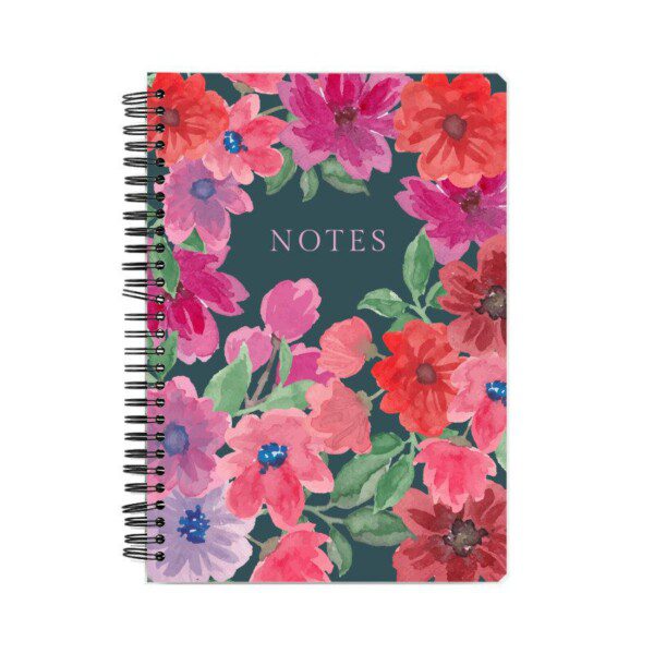 Floral design with watercolor notebook