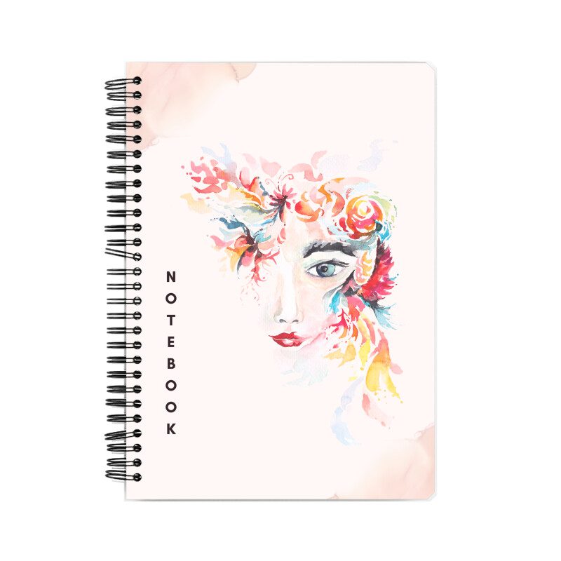 Notebook with women face with watercolor theme cover - Fashion Greet