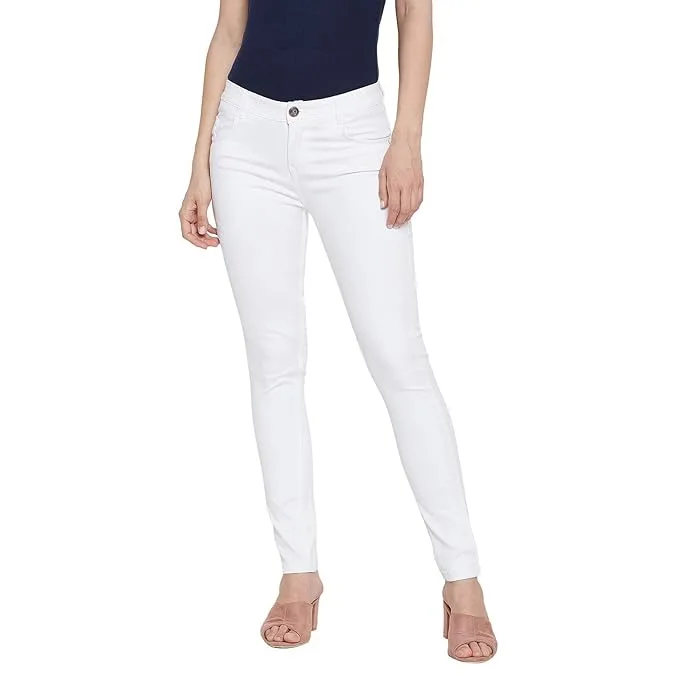 White Women’s Slim Fit Cotton Jeans - Fashion Greet White Women’s Slim Fit Cotton Jeans - Fashion Greet