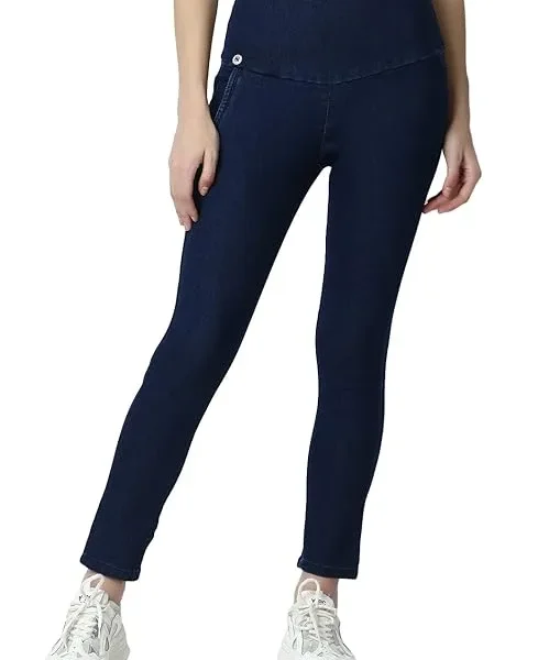 Blue Skinny Fit High Waist Ankle Length Jeggings