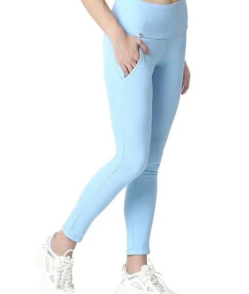Sky Blue Skinny Fit High Waist Ankle Length Jeggings