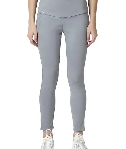 Grey Skinny Fit High Waist Ankle Length Jeggings