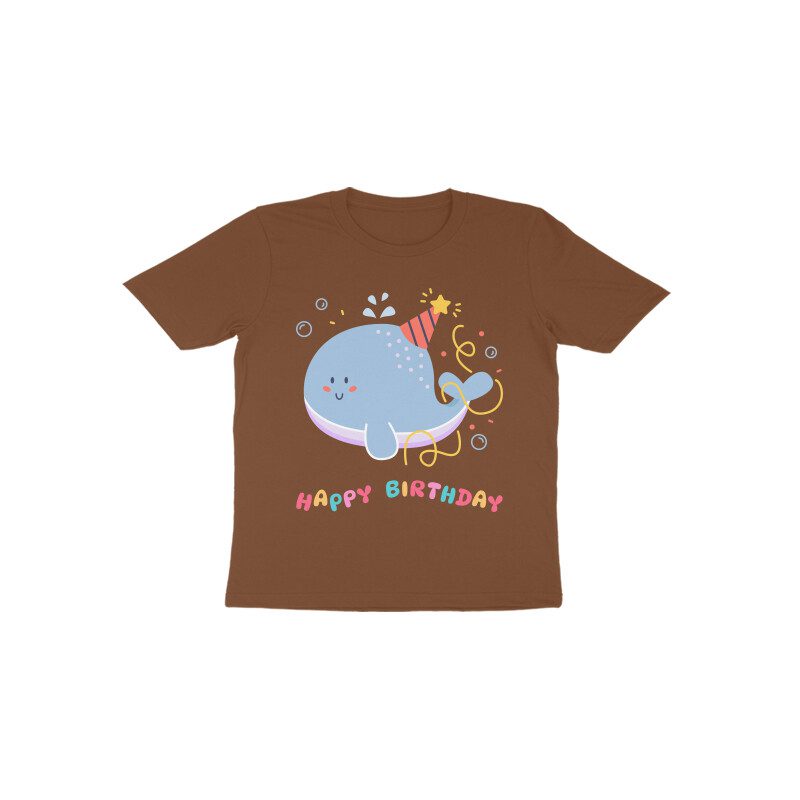 Kids Happy Birthday with Childish Whale T-Shirt - Fashion Greet