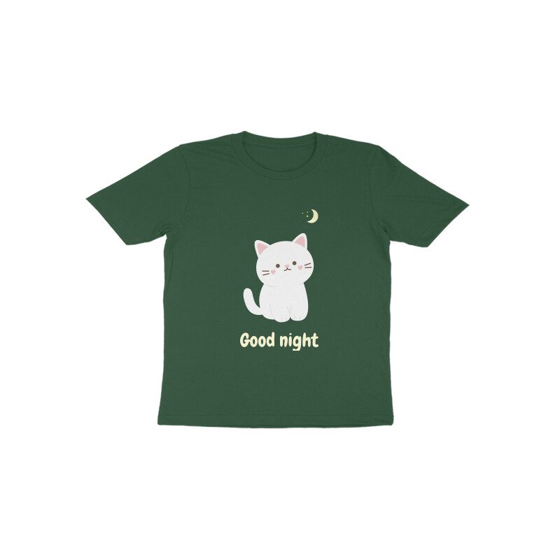 Toddlers cute cat good night colorful T-Shirt - Fashion Greet