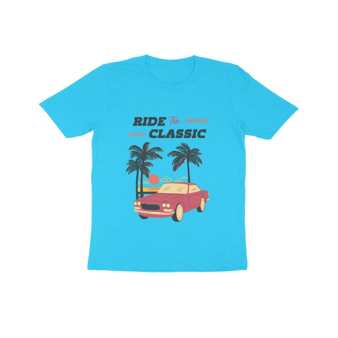 Kids Beach Illustration Retro Ride to Classic Car T Shirt - Fashion Greet
