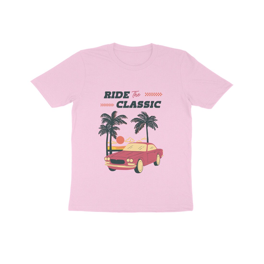 Kids Beach Illustration Retro Ride to Classic Car T Shirt - Fashion Greet