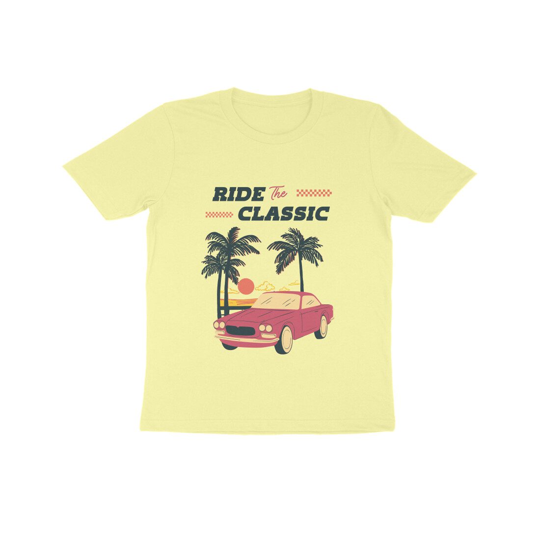 Kids Beach Illustration Retro Ride to Classic Car T Shirt - Fashion Greet