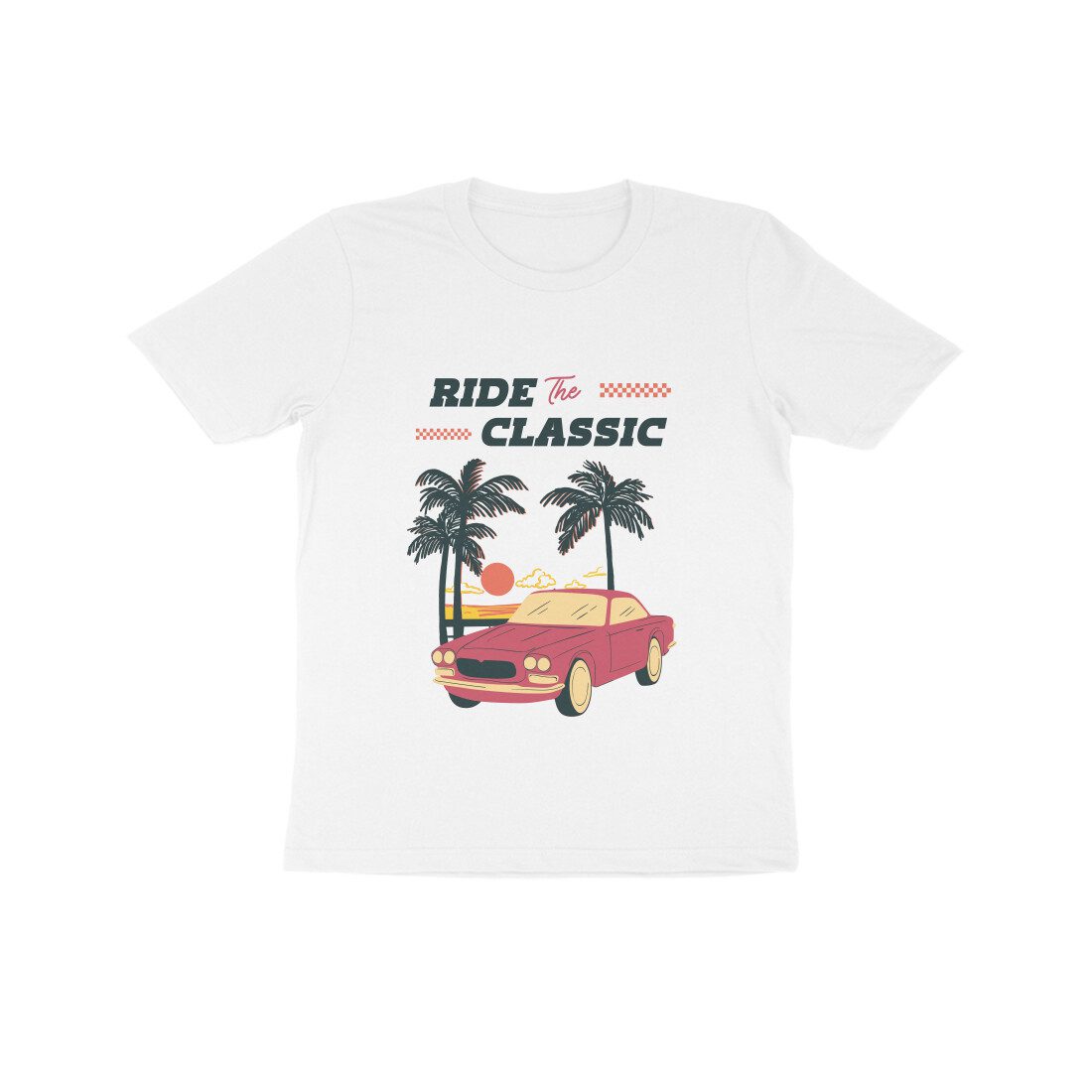 Kids Beach Illustration Retro Ride to Classic Car T Shirt - Fashion Greet