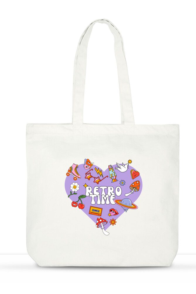 Multipurpose Laptop Tote Bag quoted Retro Time - Fashion Greet
