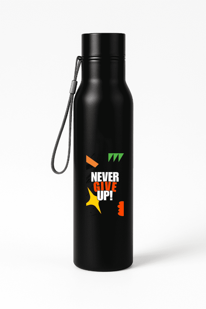 Stainless steel water bottle – Never Give Up - Fashion Greet Stainless steel water bottle – Never Give Up - Fashion Greet