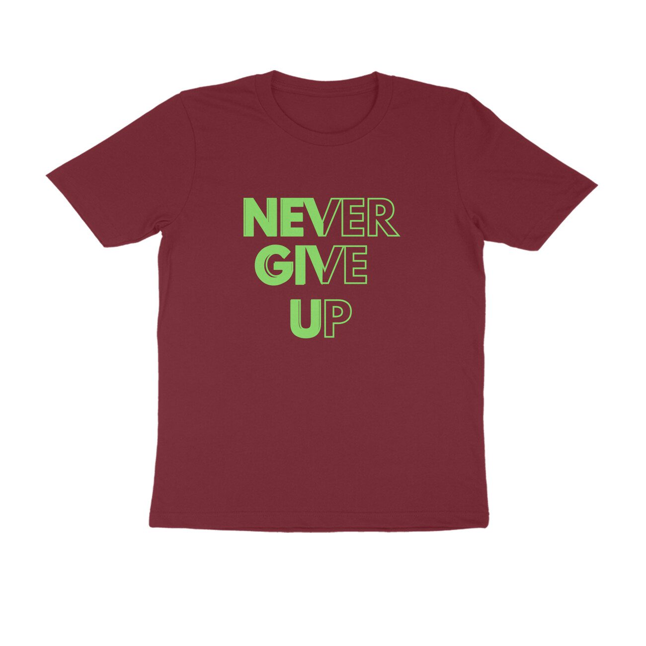 Trend Next – Teens Never Give Up Half Shaded Design T-Shirt - Fashion Greet