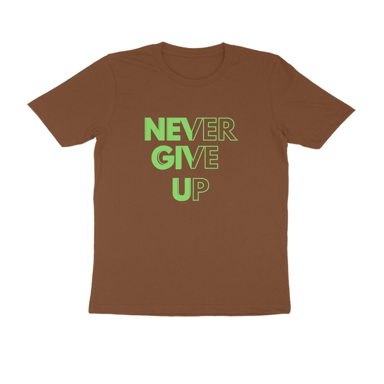 Trend Next – Teens Never Give Up Half Shaded Design T-Shirt - Fashion Greet