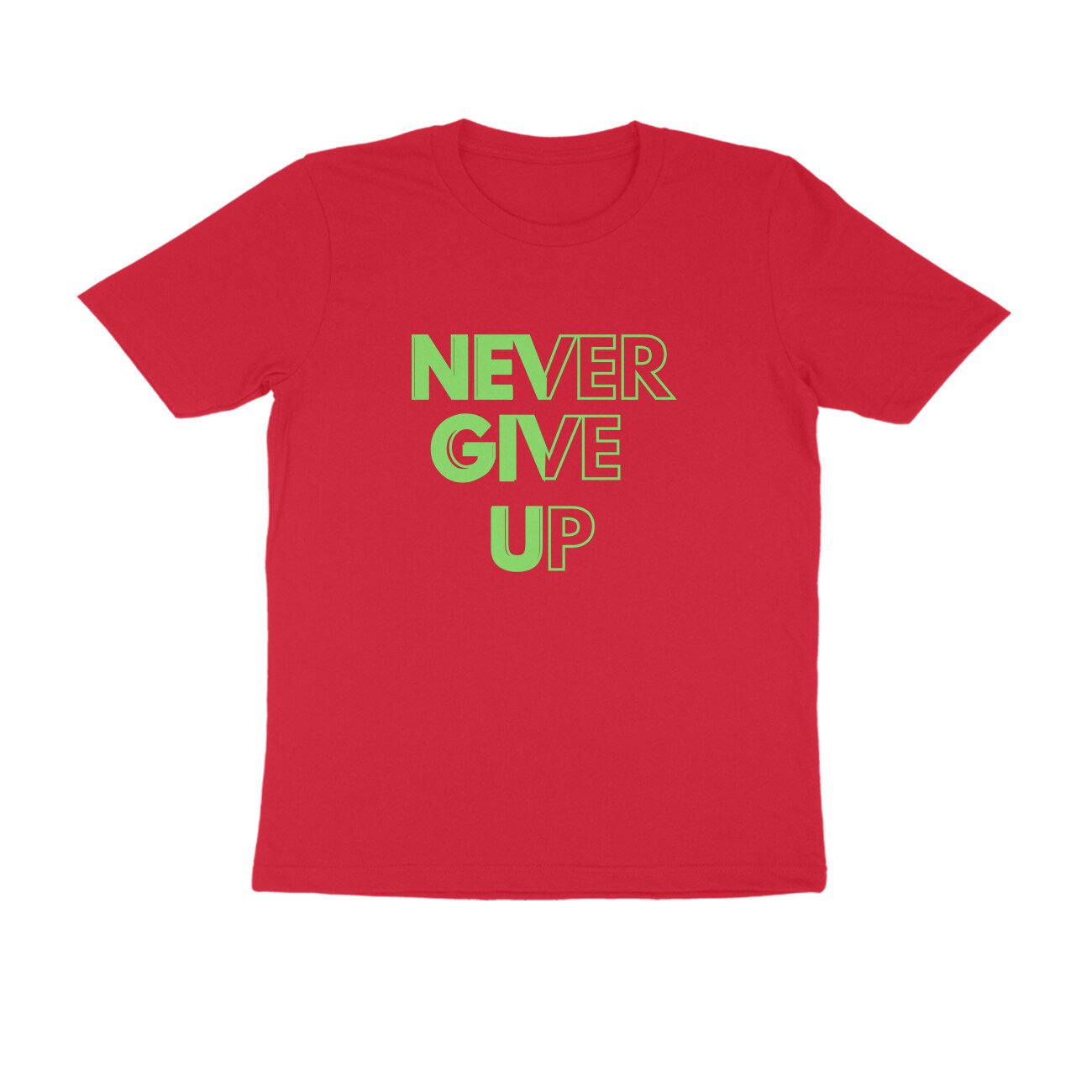 Trend Next – Teens Never Give Up Half Shaded Design T-Shirt - Fashion Greet