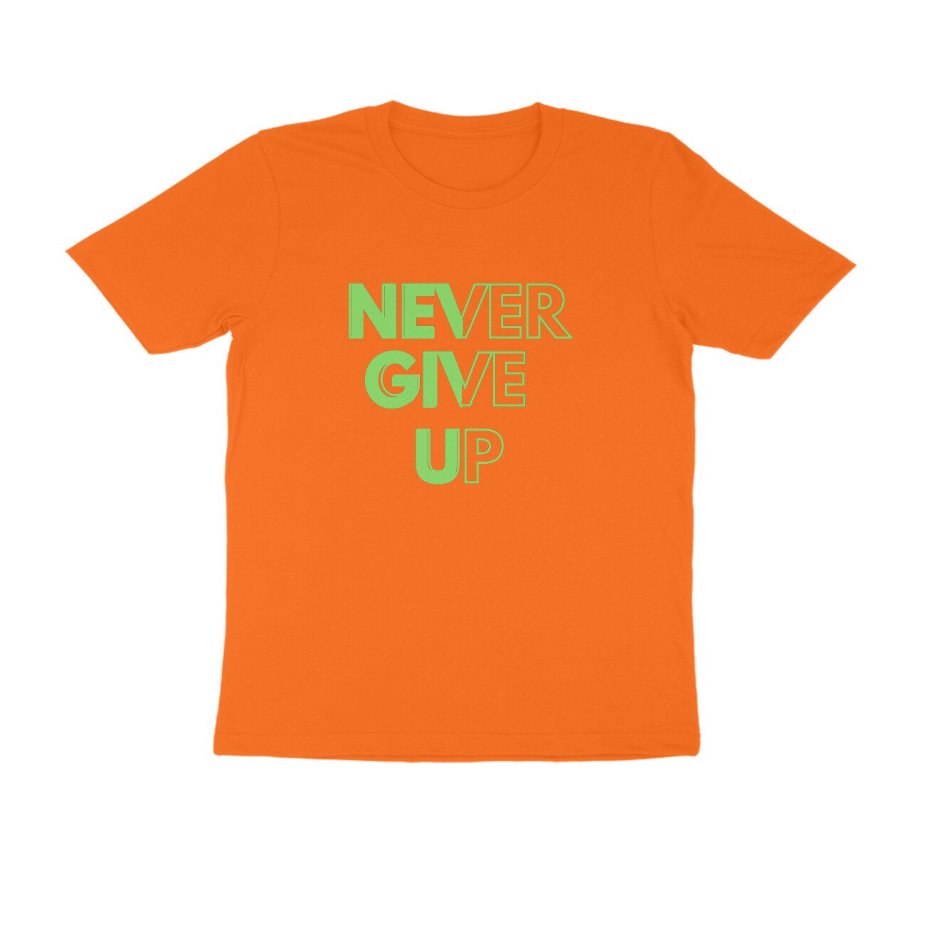 Trend Next – Teens Never Give Up Half Shaded Design T-Shirt - Fashion Greet