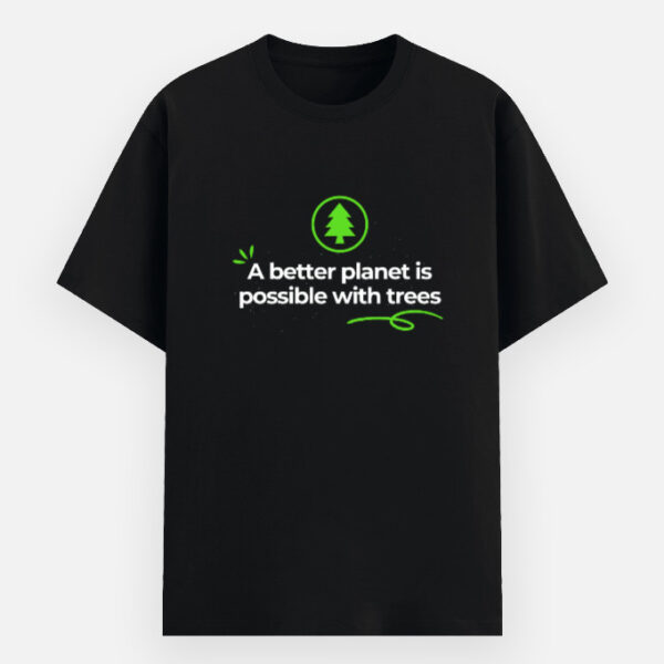 Sustainable T-Shirt for Adults – Better Planet with Tree – Black