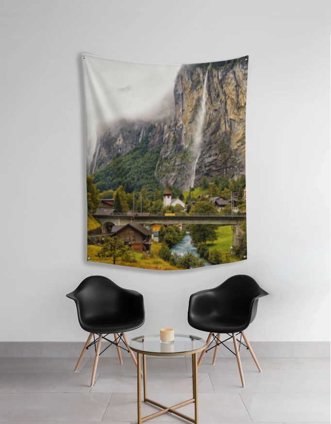 Tapestry – Waterfalls from a Rocky Mountain in Switzerland - Fashion Greet Tapestry – Waterfalls from a Rocky Mountain in Switzerland - Fashion Greet