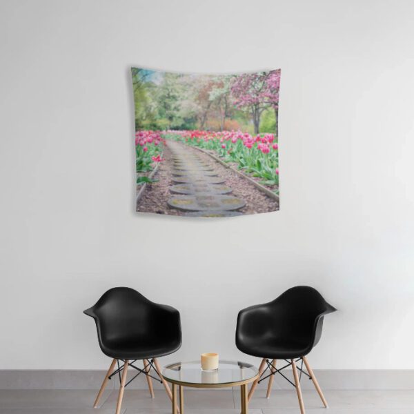 Tapestry - Scenic Pink Tulips in pathway