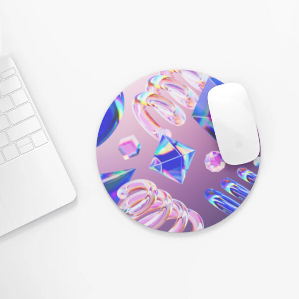 Mouse Pad Circle Shape - 3D Holographic Glass Shapes